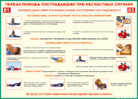 Таблица "Порядок действий при коматозном состоянии пострадавшего" (100х140 сантиметров, винил) - fgospostavki.ru - Ногинск