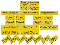 Набор магнитных карточек "Вопросы к членам предложения" (фон жёлтый) - fgospostavki.ru - Ногинск