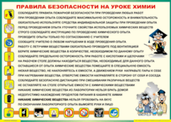 Таблица "Правила безопасности на уроке химии" (100х140 сантиметров, винил) - fgospostavki.ru - Ногинск