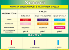Таблица "Окраска индикаторов в различных средах" (100х140 сантиметров, винил) - fgospostavki.ru - Ногинск