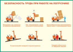 Таблица "Безопасность труда при работе на погрузчике" (100х140 сантиметров, винил) - fgospostavki.ru - Ногинск
