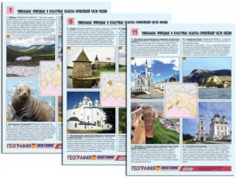 Комплект таблиц по географии "Уникальные объекты Европейской части России" раздаточные (цветные, ламинированные, А4, 12 штук) - fgospostavki.ru - Ногинск