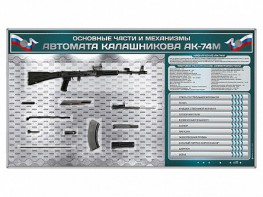 Электрифицированный стенд "Основные части и механизмы автомата Калашникова АК-74М" с полноразмерными, оригинальными макетами деталей и механизмов под стеклом - fgospostavki.ru - Ногинск