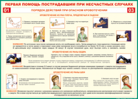 Таблица "Порядок действий при опасном кровотечении" (100х140 сантиметров, винил) - fgospostavki.ru - Ногинск