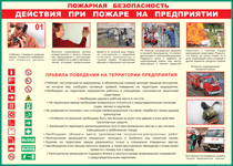 Таблица "Действия при пожаре на предприятии" (100х140 сантиметров, винил) - fgospostavki.ru - Ногинск