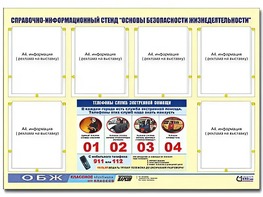 Стенд информационный "Основы безопасности жизнедеятельности" (80*110, 6 карманов) - fgospostavki.ru - Ногинск