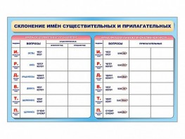 Фрагмент (демонстрационный) маркерный (двухсторонний) "Склонение имен существительных и прилагательных" - fgospostavki.ru - Ногинск