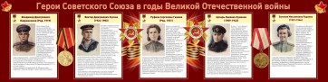 Стенд "Герои Советского союза в годы Великой Отечественной войны" Вариант 2 - fgospostavki.ru - Ногинск